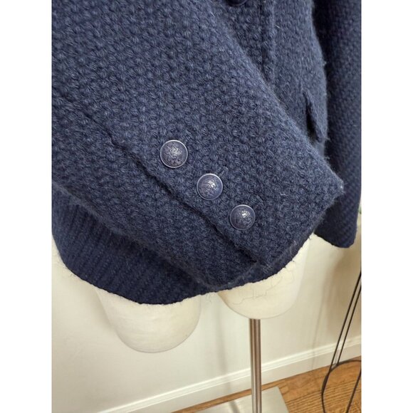 Vince Womens Navy Wool Blend Woven Button Blazer Size 6 Academia Preppy Designer - Picture 4 of 16